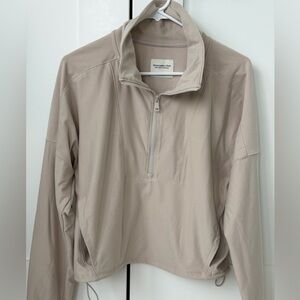 Abercrombie & Fitch Beige Quarter-Zip Sweatshirt